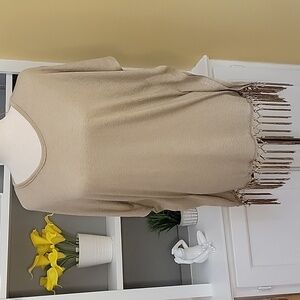 Esperanza Chic Tan Fringe Top Size Large